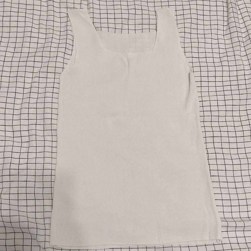 Ribbed Knit Square Neck Tank
